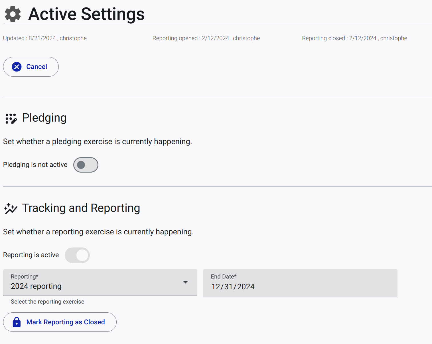 Active Settings