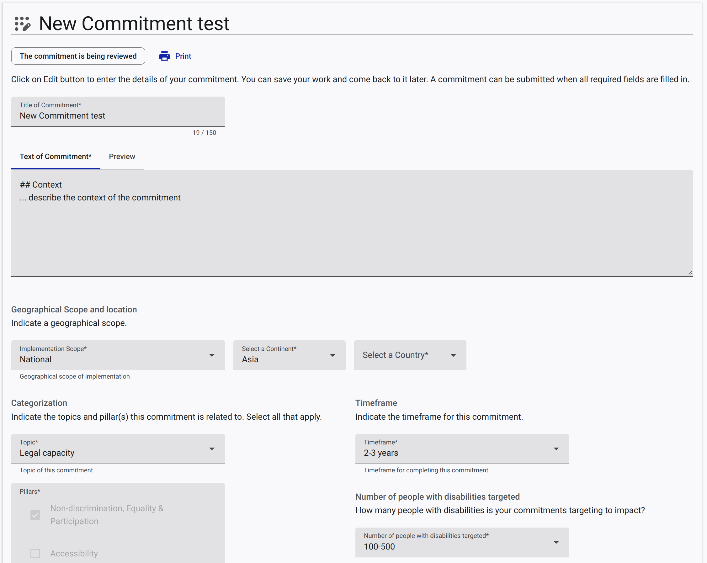 Edit commitment