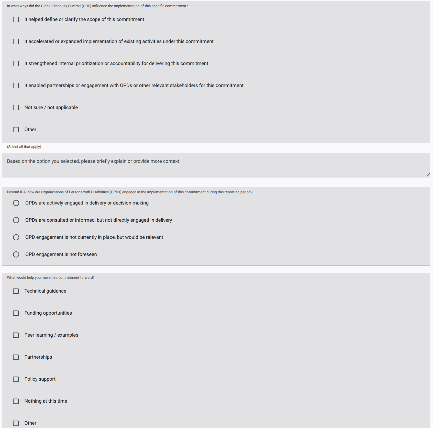 screenshot of new reporting template