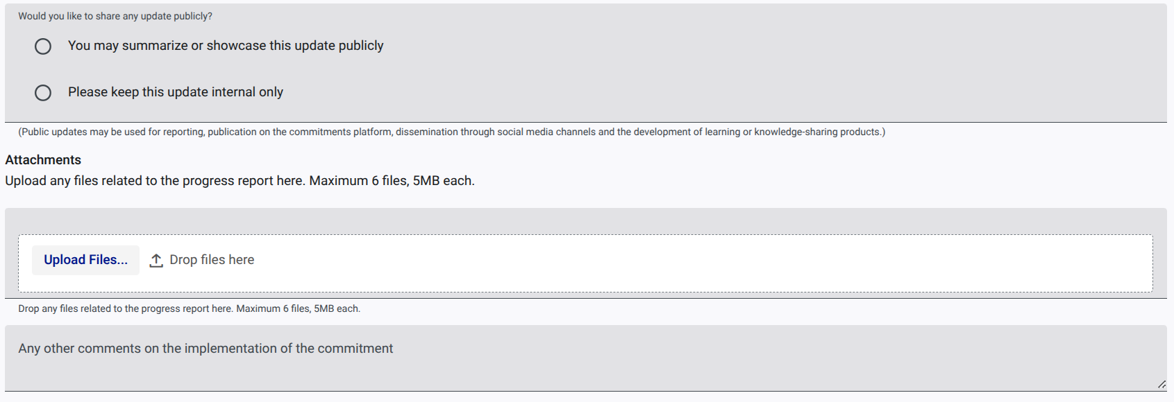 screenshot of new reporting template