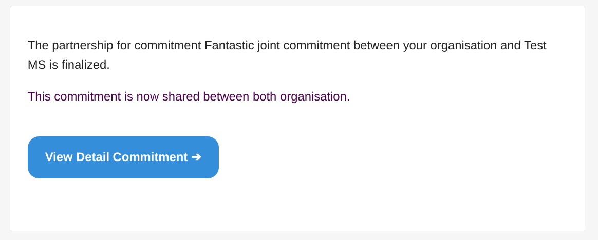 Notification received by the owner of the joint commitment