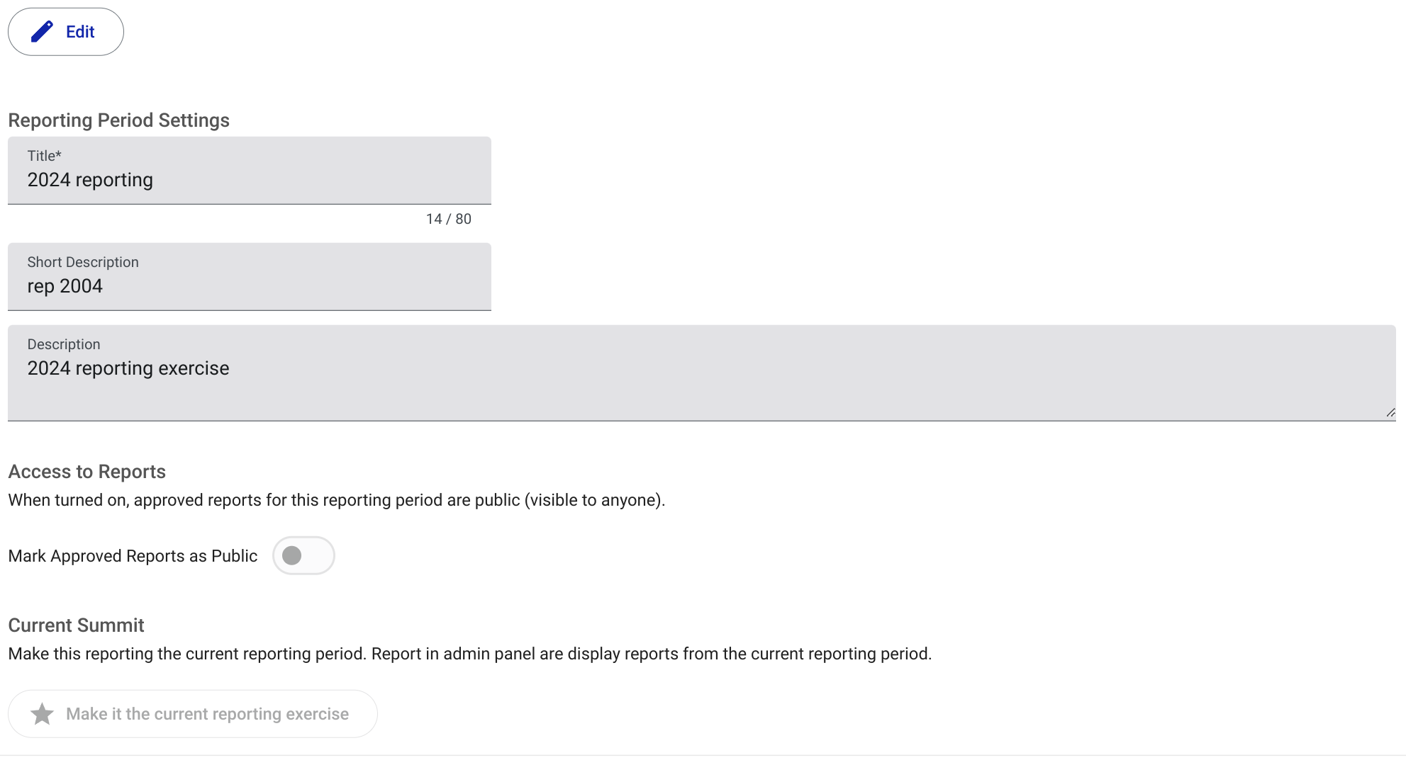 Reporting period
