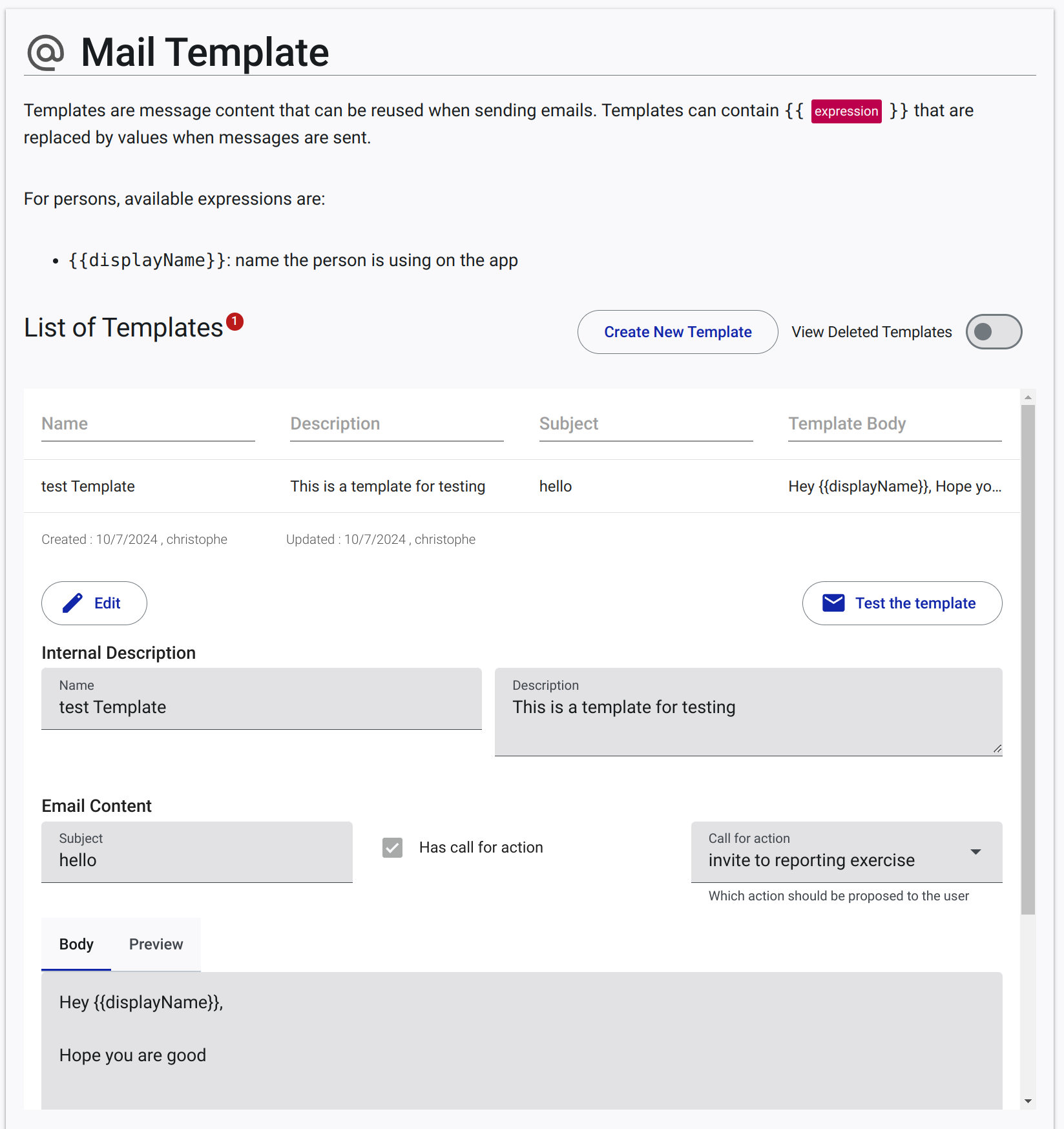 Mail Templates