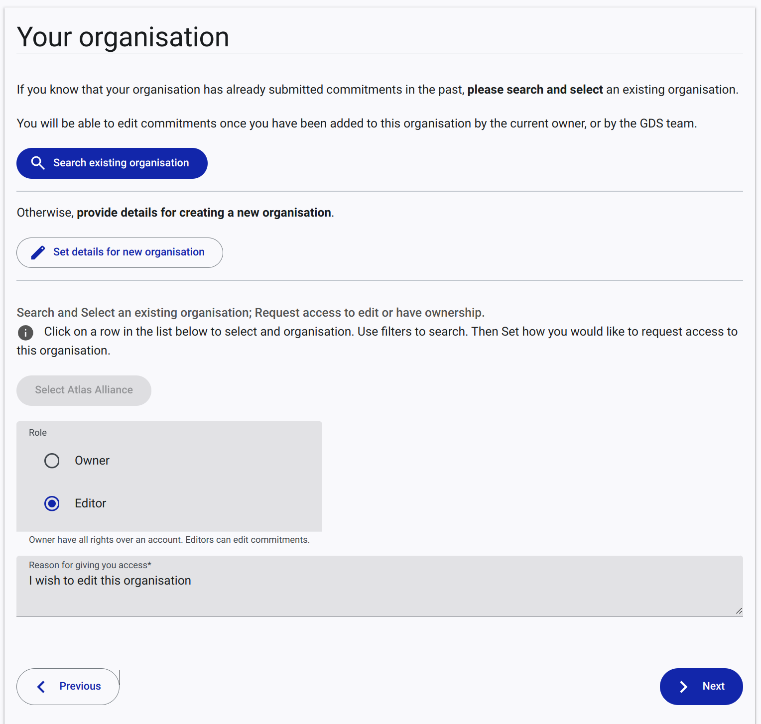 details for requesting access